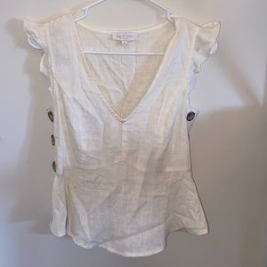 white plunging shirt